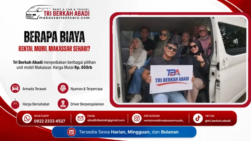 berapa biaya rental mobil makassar sehari - tri berkah abadi