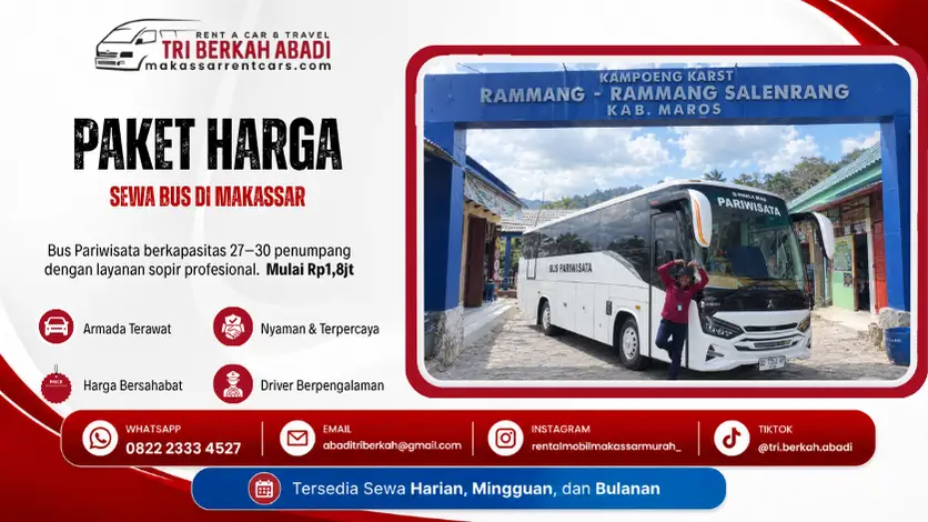 paket harga sewa bus pariwisata makassar dengan sopir