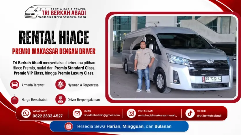 rental hiace premio makassar dengan driver - tri berkah abadi