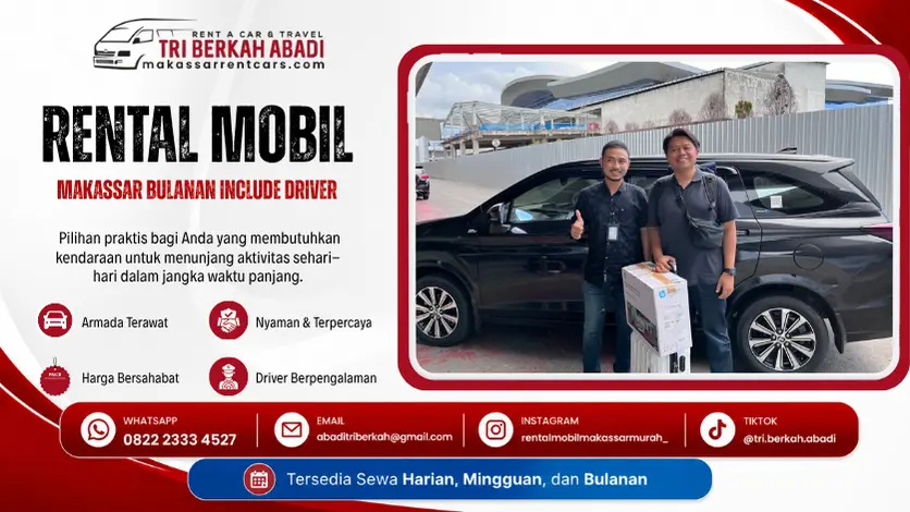 rental mobil makassar bulanan include driver - tri berkah abadi
