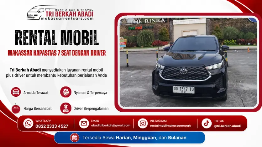 rental mobil makassar kapastitas 7 seat plus driver - tri berkah abadi