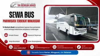 sewa bus pariwisata terdekat di makassar - tri berkah abadi